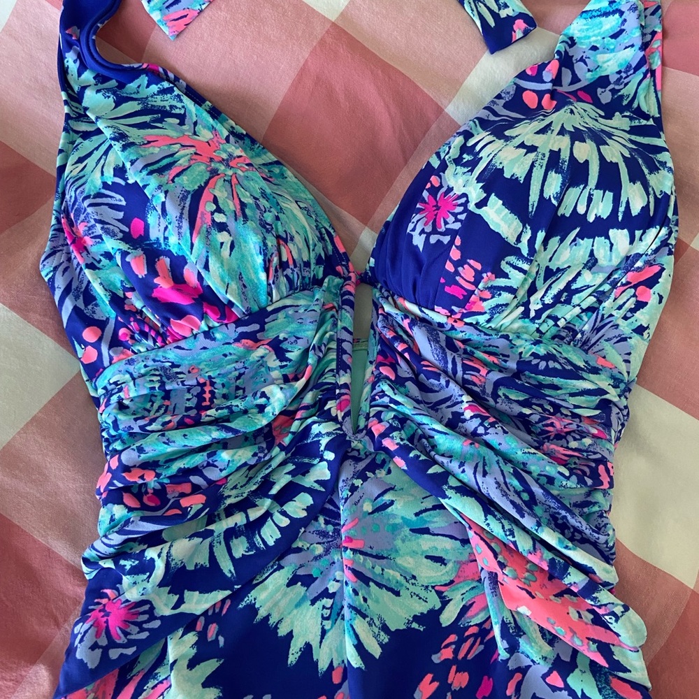 Lilly Pulitzer One Piece Lanai Swimsuit Size 4 Gypsy Girl Twilight Blue